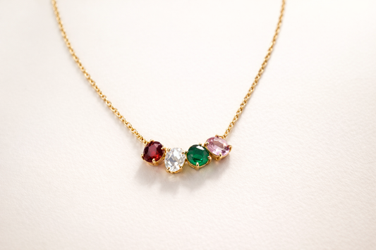 FOUR MULTICOLOR ROUND CRYSTAL CLUSTER GOLD NECKLACE
